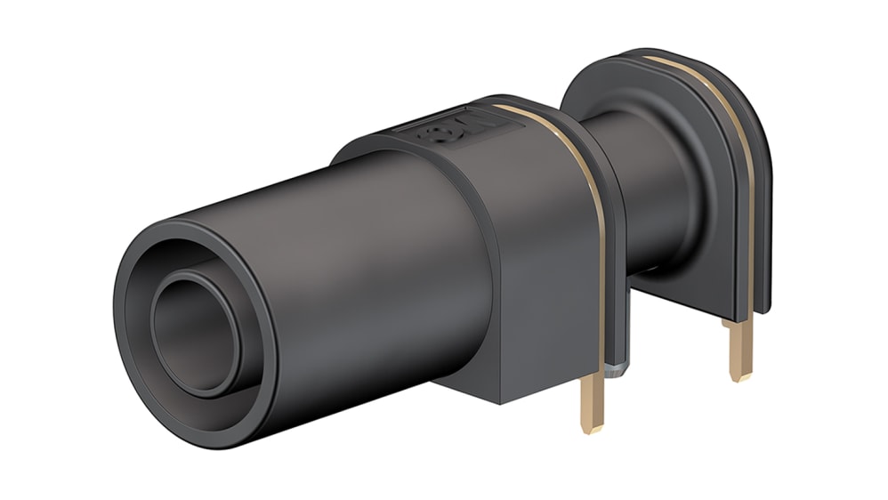 Staubli バナナソケット メス 黒 4 mm 真鍮 はんだ, 66.9040-21 1000V