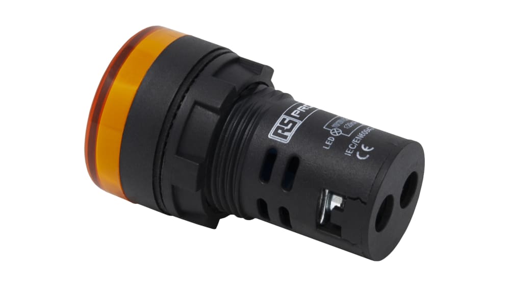 RS PRO, LEDtec, Panel Mount Yellow LED Pilot Light, 22 mm Cutout