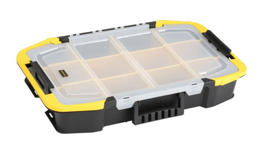 Caja organizadora Stanley de 2 compartimentos ajustables de PC Negro,  Amarillo, 31mm x 50.7mm x 24.7mm
