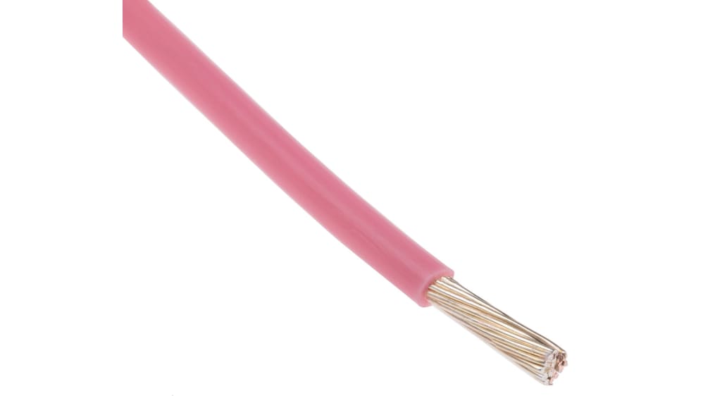 RS PRO Pink 0.08 mm² Hook Up Wire, 28 AWG, 7/0.12 mm, 100m, PTFE