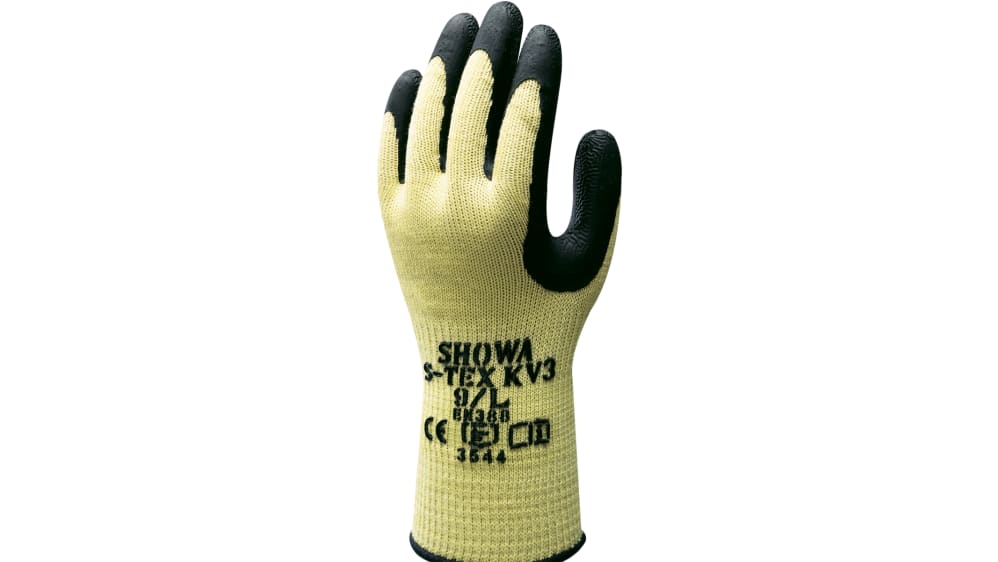 Showa 作業用手袋, サイズ：8, ポリエステル, ステンレス鋼, 黄