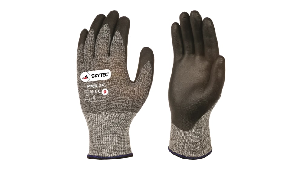 Skytec Black Glass Fibre, Nylon Cut Resistant Work Gloves, Size 9, Nitrile  Coating - Main Image