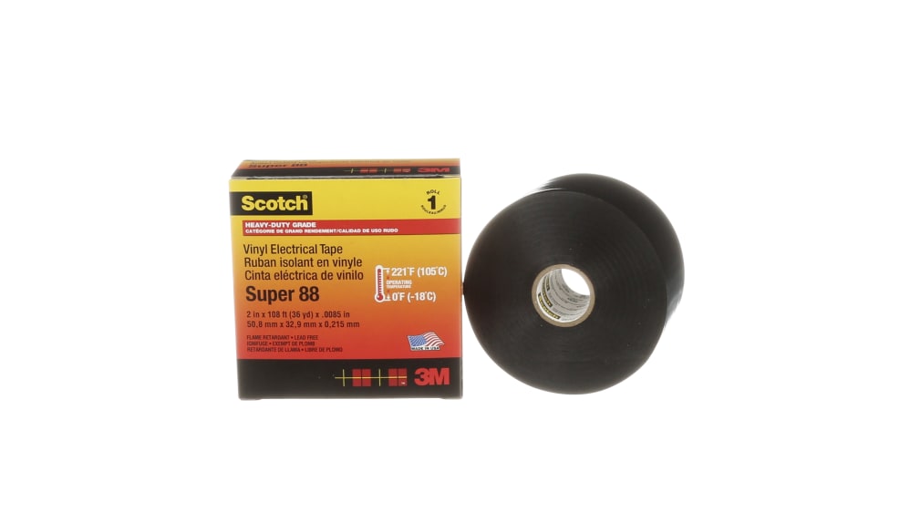 3M 電気絶縁テープ Scotch Super 88 黒 塩化ビニール,最大動作温度