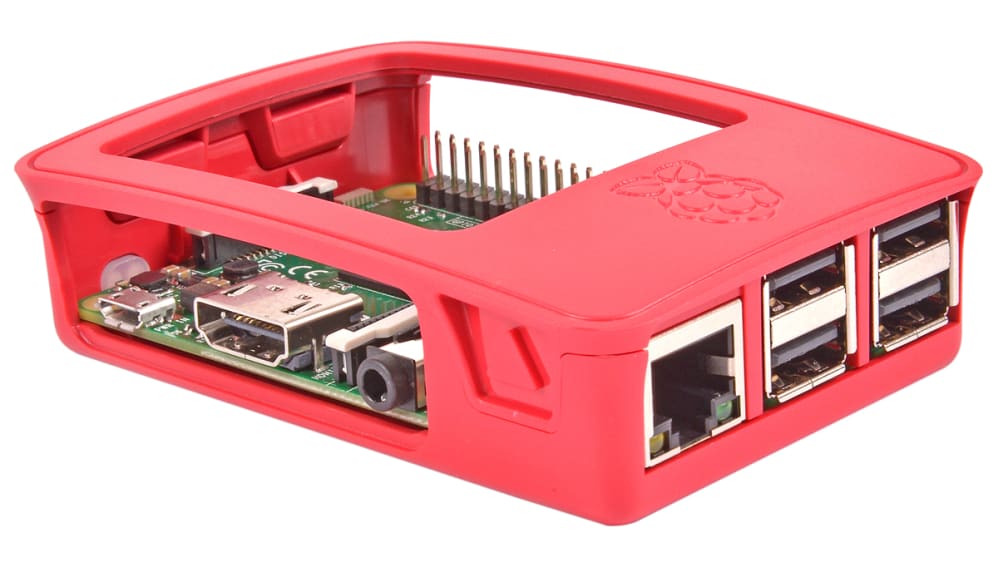 Boîtier Raspberry Pi 2B, 3B, 3B+, B+, Official en Plastique Rouge, Blanc