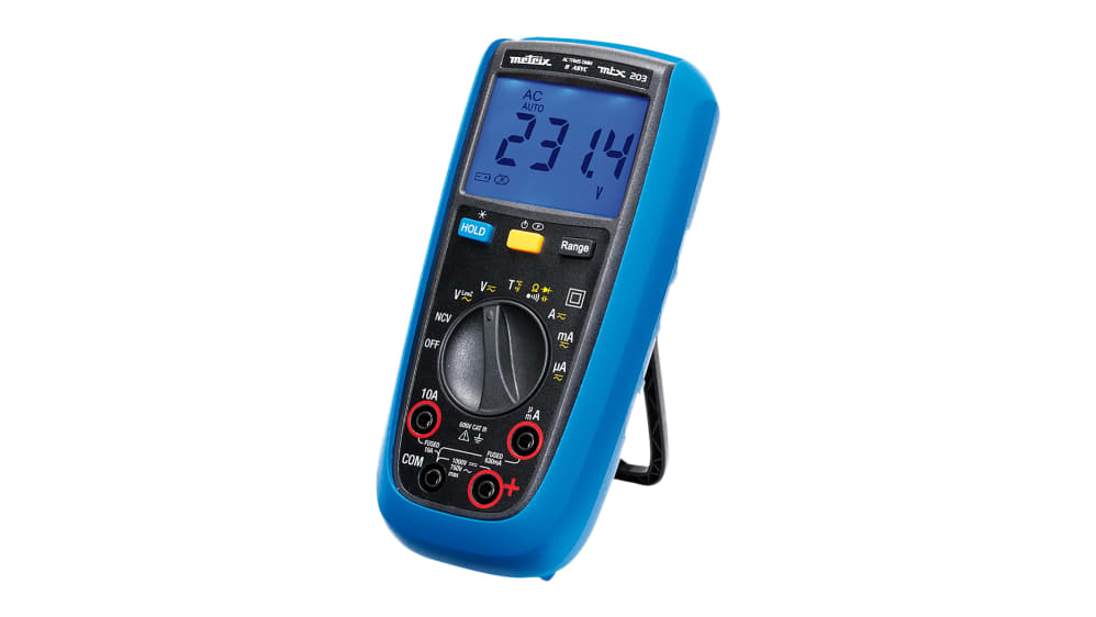 Metrix MTX203 Handheld Digital Multimeter, True RMS, 10A ac Max, 10A dc  Max, 750V ac Max - RS Calibrated