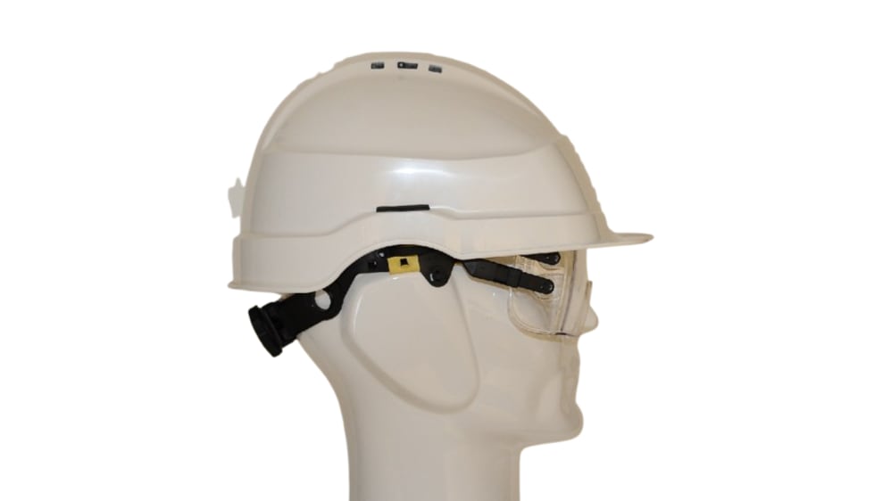 Casque De Chantier Ventilé IRIS 2 Avec Lunettes Relevables - Auboueix, Bleu, Certifications NF