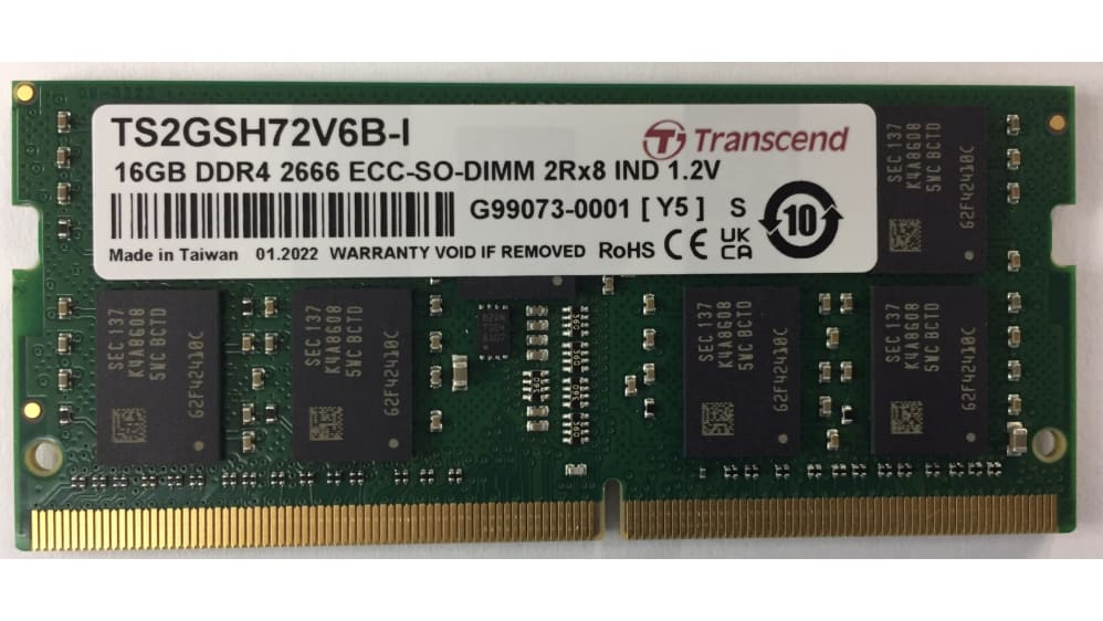 メモリー Transcend 16GB DDR4 2666MHz SO-DIMM TS2GSH72V6B-I | Transcend 16 GB DDR4 RAM, 2666Mbit/s, SODIMM, 1.2V
