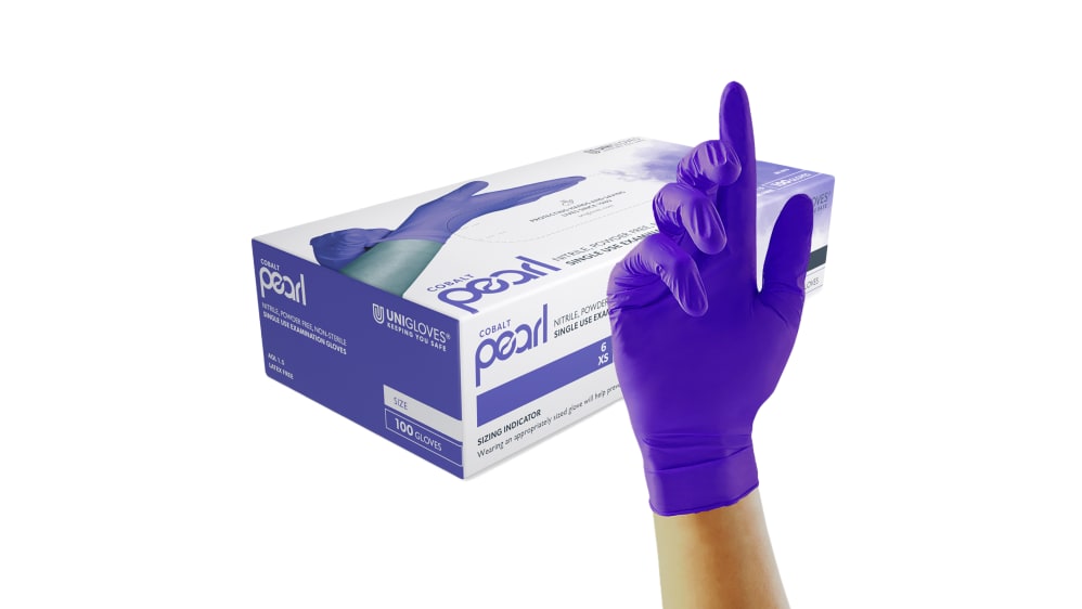 GP1015 Unigloves Pearl GP Blue Powder-Free Nitrile Disposable
