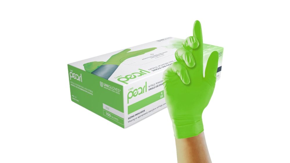 Unigloves Pearl GP Green Powder-Free Nitrile Disposable Gloves, Size Extra  Large, 100Gloves per Pack