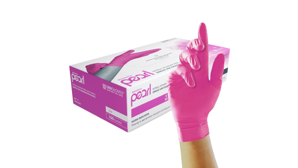 Unigloves Pearl GP Pink Powder-Free Nitrile Disposable Gloves, Size Extra  Large, 100Gloves per Pack