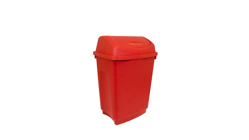 RS PRO Kunststoff Mülleimer 50L Rot T 330mm H. 600mm B. 410mm, mit Deckel