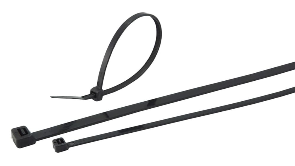 RS PRO 結束バンド, 300mm x 7.6 mm, 黒, PP, 100 個入り | RS