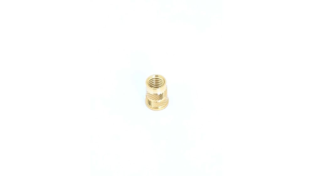 RS PRO, M5 Brass Threaded Insert diameter 6.4mm Depth 9.35mm