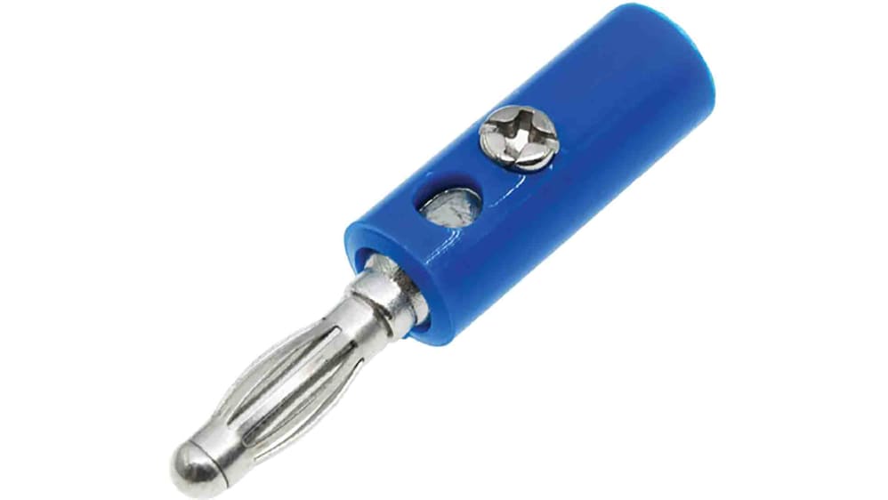 Conector banana Macho, 32A, 30V, Contacto Níquel, Azul Código RS: 208-0271