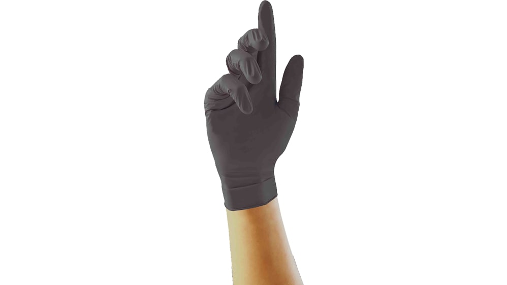GP0032 Unigloves Black Powder-Free Nitrile Disposable Gloves