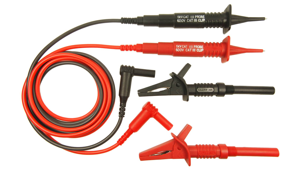 RS PRO Test Lead & Connector Kit With 1 x Black Screw-Fit