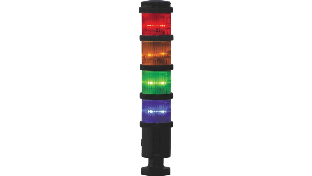 RS PRO LED Signalturm bis 4-stufig Linse Rot/Grün/Gelb/Blau Blitz, Dauer