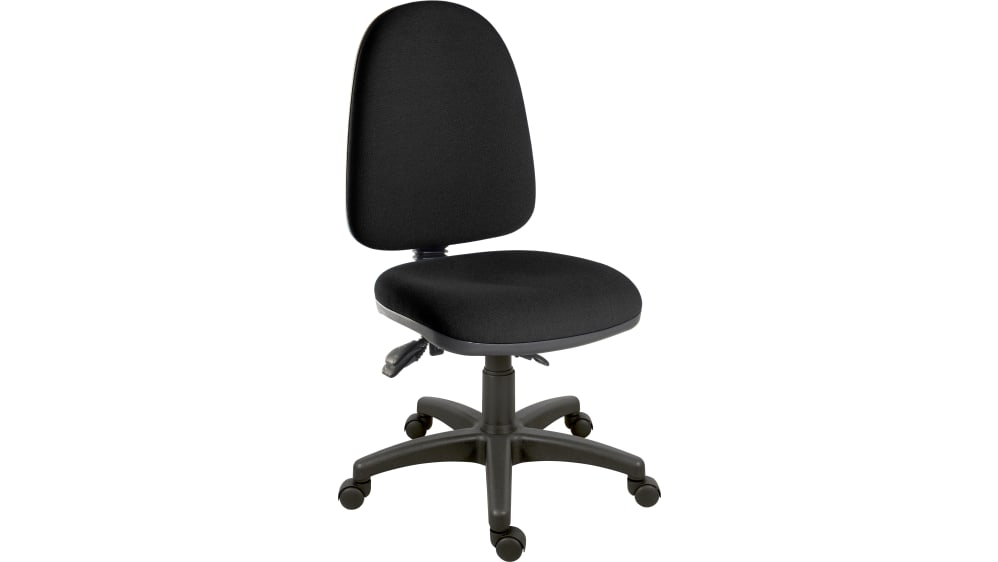 Chaise de laboratoire RS PRO, dossier inclinable, accoudoirs fixes, Hauteur  d'assise 46 → 59cm, Noir | RS