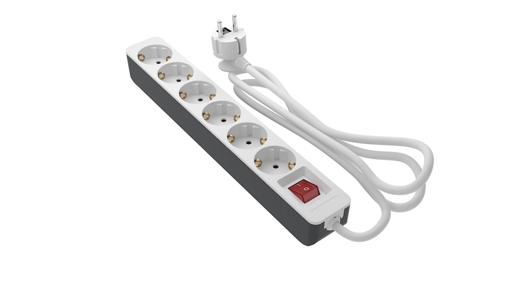 RS PRO 5 m 6 Socket Schuko Socket Extension Socket, 250V, IP20 | RS
