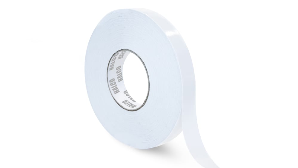 RS PRO F20 White Double Sided Paper Tape, 0.1mm Thick, 19mm x 50m