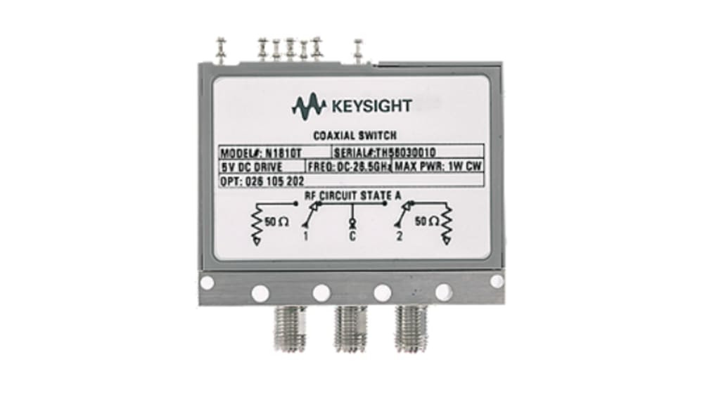 MTA RFスイッチ SPDT, 最大周波数:67GHz N1810UL-026-124-201-301 MTA RFスイッチ SPDT, 最大周波数:67GHz N1810UL-026-124-201-301