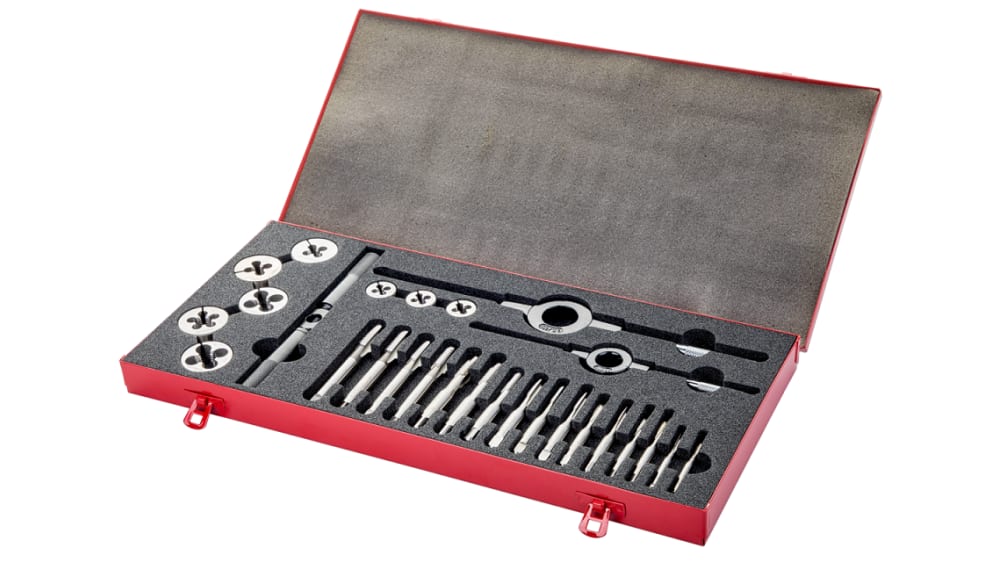 L120 4M | Dormer 19-Piece HSS Thread Tap & Die Set, M5 - M12 Taps, M5 - M12 Dies | RS L120 4M | Dormer 19-Piece HSS Thread Tap & Die Set, M5 - M12 Taps, M5 - M12 Dies | RS