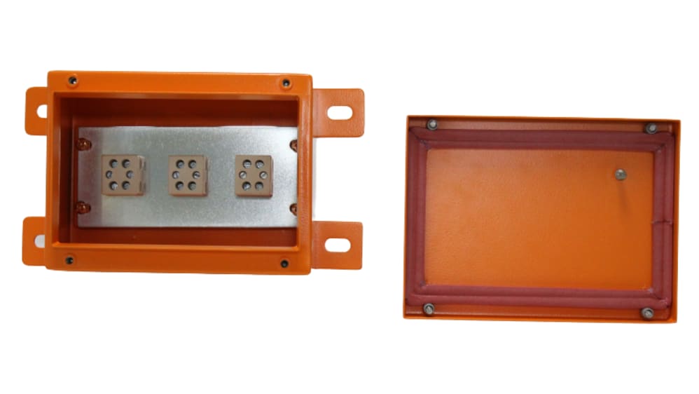 RS PRO Orange Steel Junction Box, IP65, IECEx, 200 mm, 150mm 100