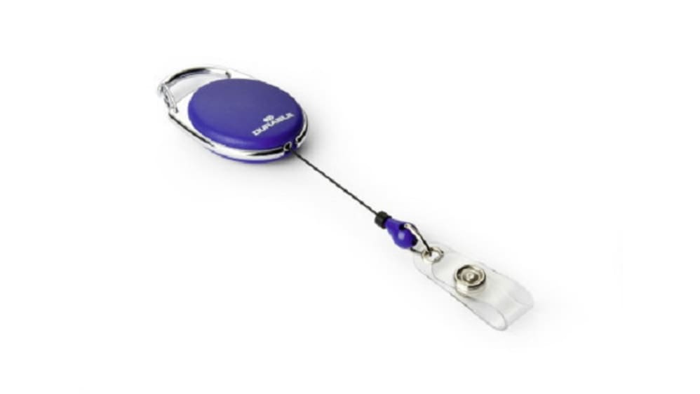 832407, Durable Blue Metal Badge Reel With Snap Strap