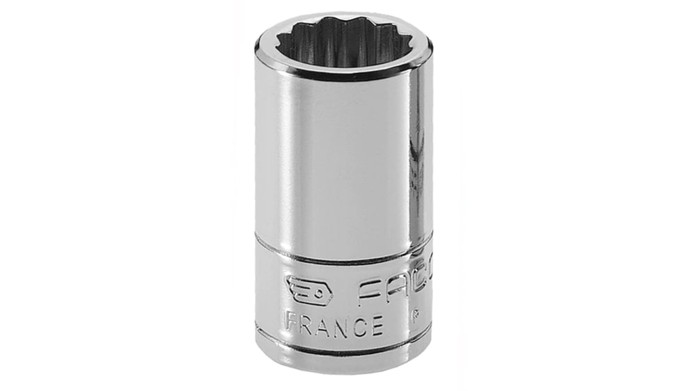 R.3/8E, Facom 1/4 in Drive 3/8in Standard Socket, 12 point, 22 mm Overall  Length