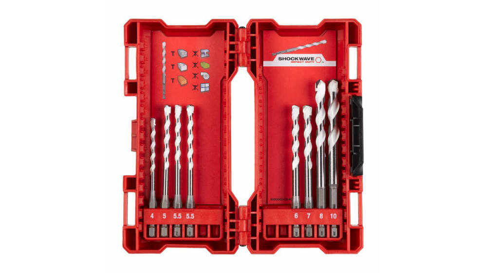 4932471113 Milwaukee 8 Piece Arbor Set for Multi Material 10mm Max 4mm Min Tungsten Carbide Tipped Bits RS