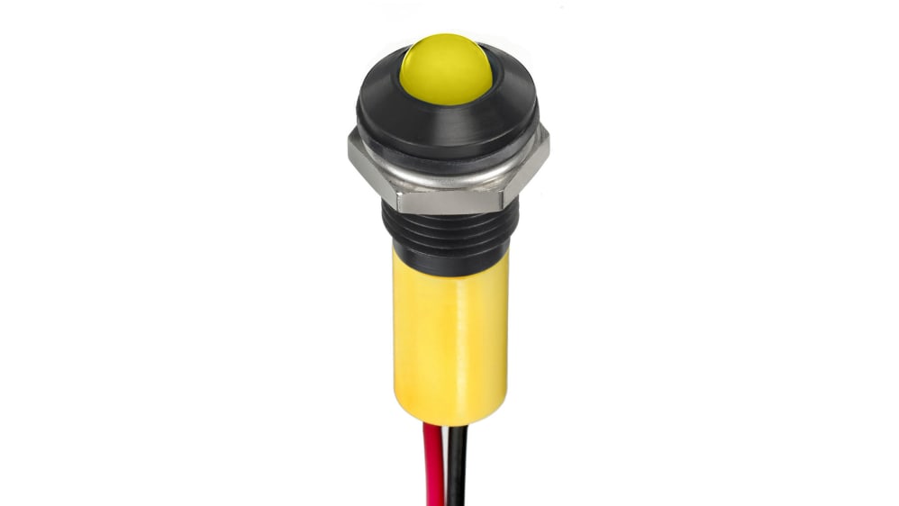 RS PRO パネル取り付けインジケータ Q8 鮮やかな黄色 12V dc 8 mm