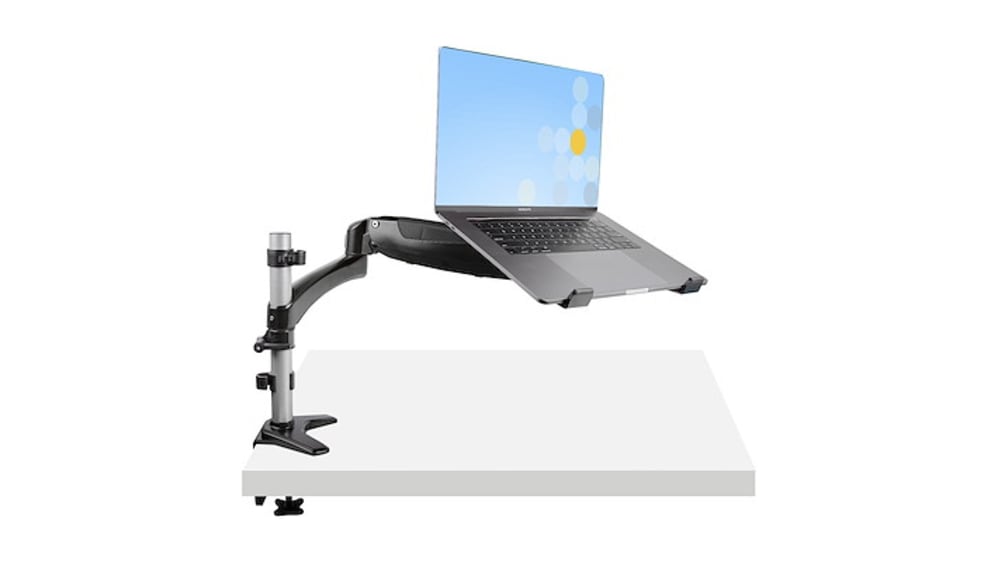 Laptop stand next to hot sale monitor