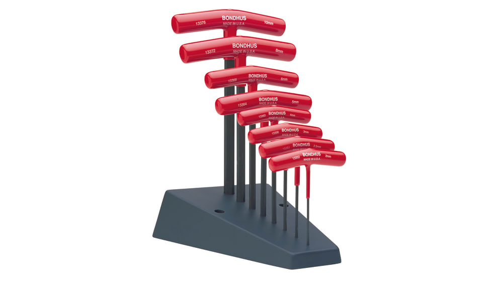 Bondhus 15289 Sechskant-T-Griffe Set – 8 Stück, Größen 2–10 Mm, 15,2 Cm Länge | Aus Protanium-Stahl, Mit ProGuard-Beschichtung & Ständer