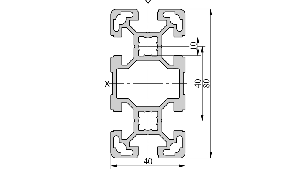 Perfil De Aluminio 40x80 Ultraligero – Ranura Tipo I, Anodizado Plateado, 500 Mm, Para Estructuras Y Montajes DIY