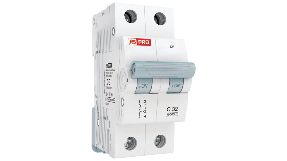 RS PRO DHMZ Miniature Circuit Breaker, 2-Pole, 32A, Type C, 240V
