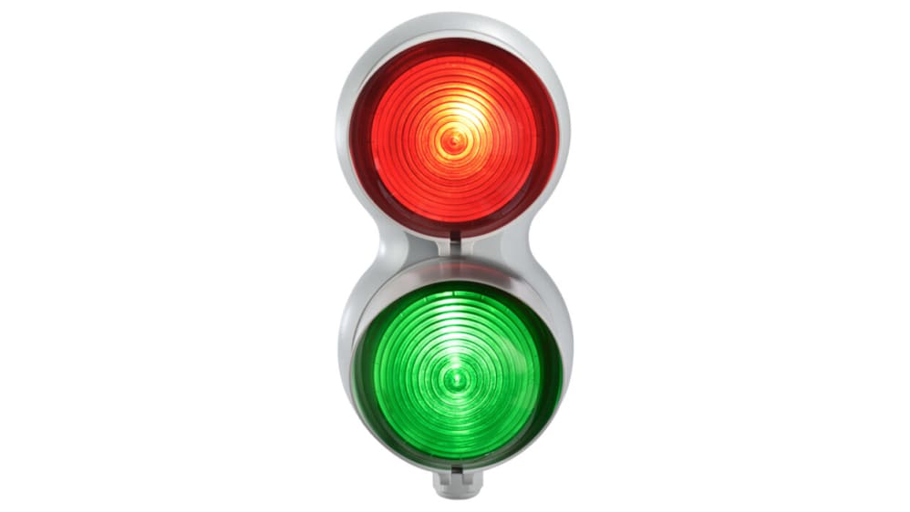 Semaforo LED RS PRO, 85 → 280 V., LED, 2 elementi, lenti , lenti Verde,  Rosso
