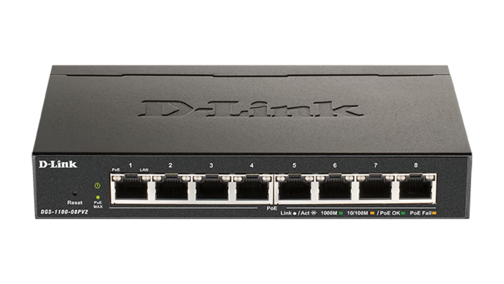 DGS-1100-08PV2/B | D-Link 8-Port Gigabit Smart Managed PoE