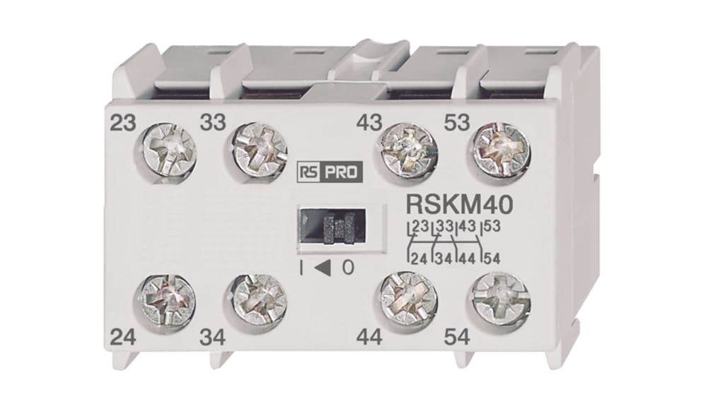 RS PRO 補助接点ブロック, 4NO, スナップオン | RS
