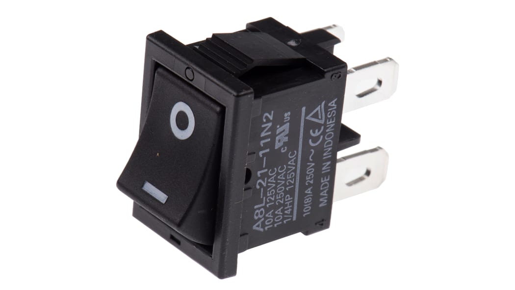 A8L-21-11N2 | オムロン ロッカースイッチ, On-Off, DPST, 125V, 10 A