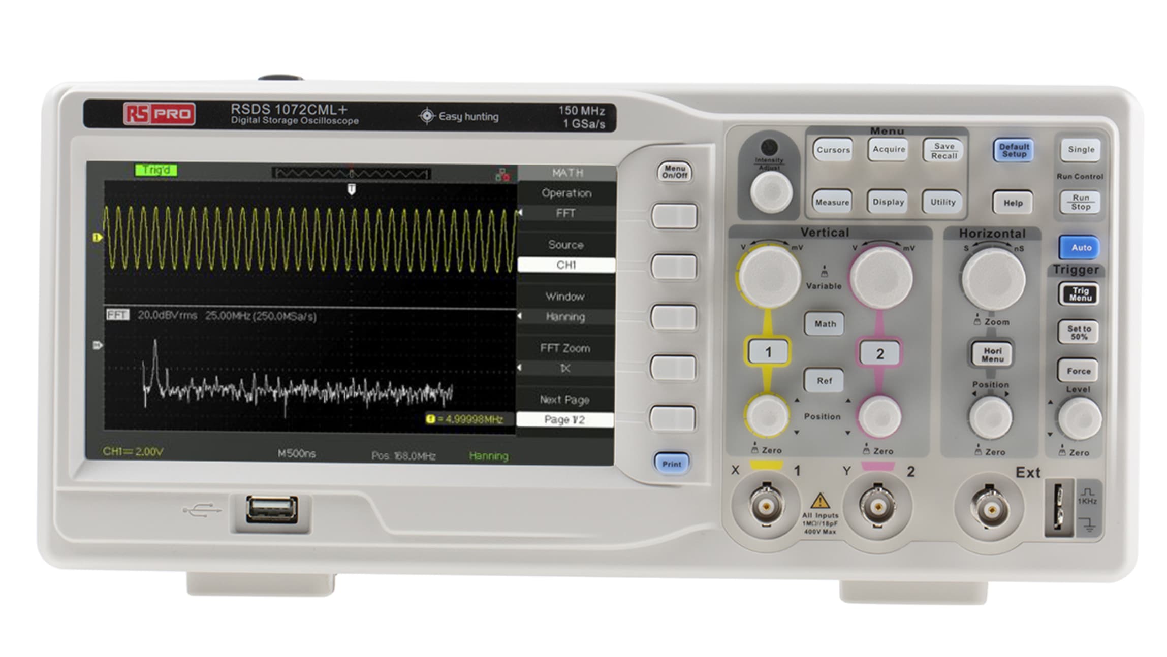 Osciloscopio digital, pantalla TFT LCD de 7 pulgadas, osciloscopio de  almacenamiento USB con 2 canales, ancho de banda de 150 Mhz, frecuencia de