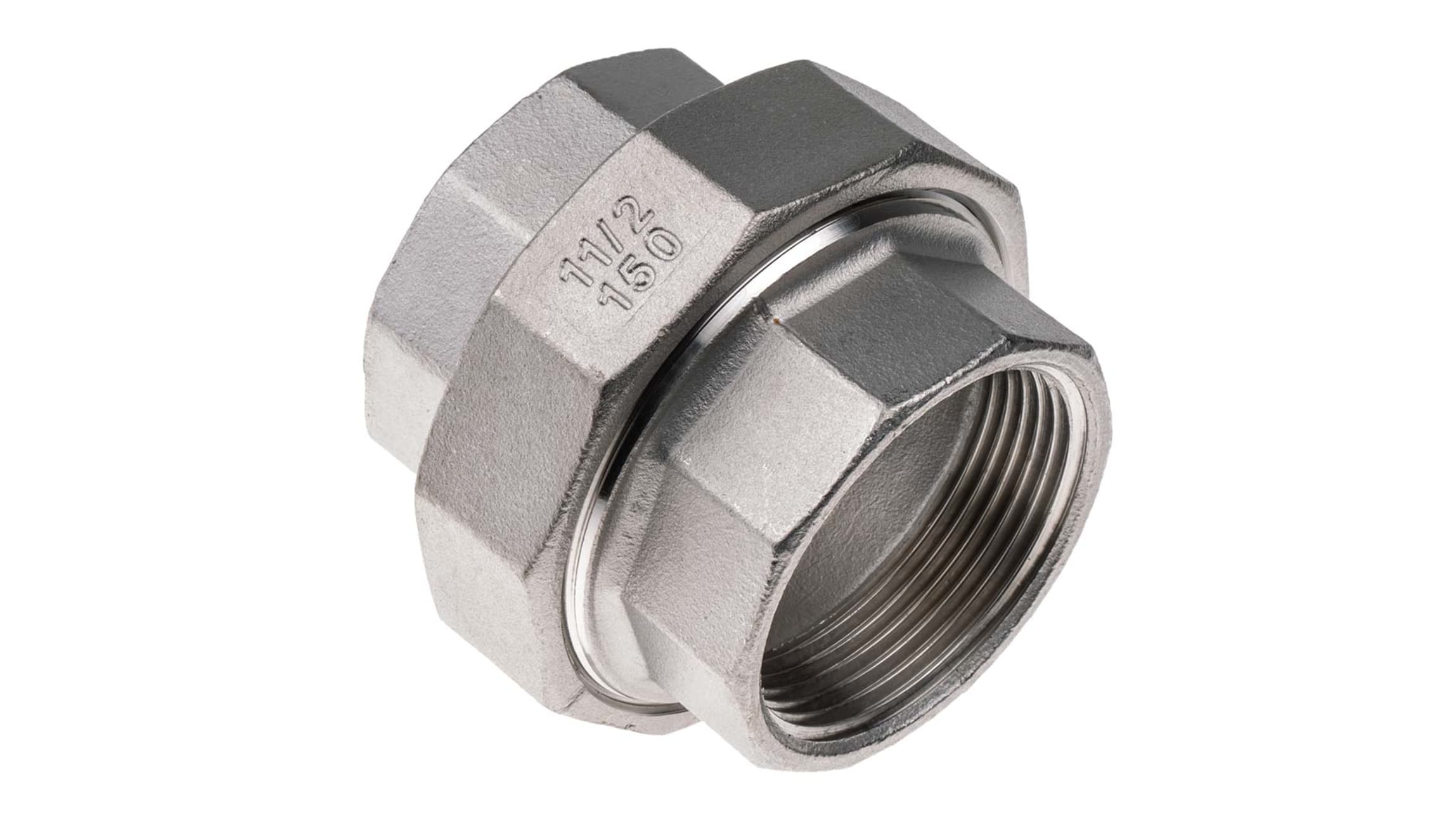 RS PRO Stainless Steel Pipe Fitting, Straight Decagon Union, Female G  1-1/2in x Female G 1-1/2in