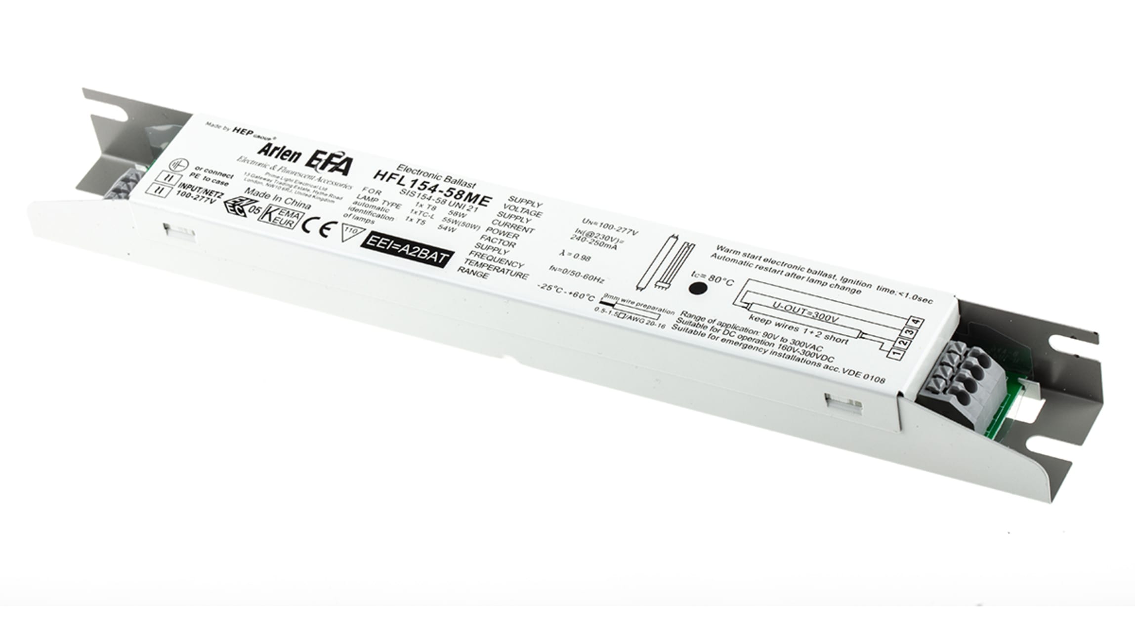 RS PRO Vorschaltgerät Elektronisch 54 W (T5 HO), 55 W (TC-L), 58 W (T8) /  220 → 240 V Kompakt-Leuchtstofflampen