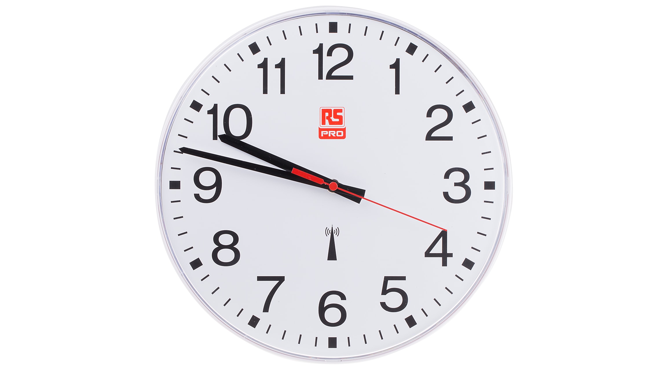 RS PRO White Radio Controlled Analog Wall Clock, 300mm Diameter