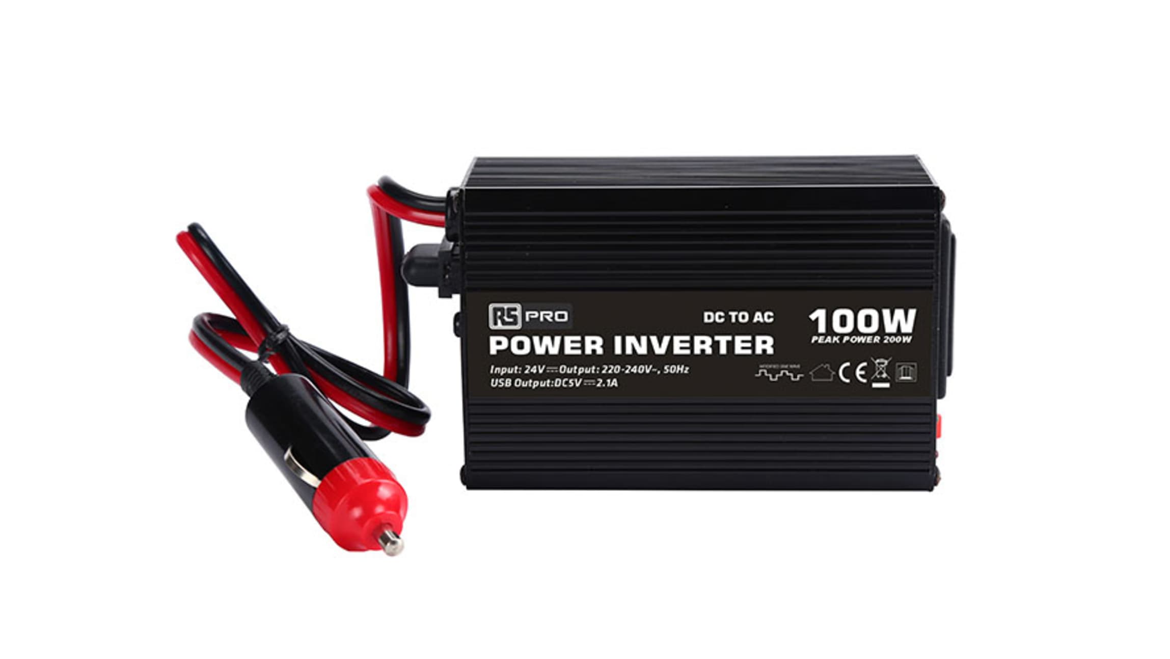RS PRO Modified Sine Wave 100W Power Inverter, 24V dc Input