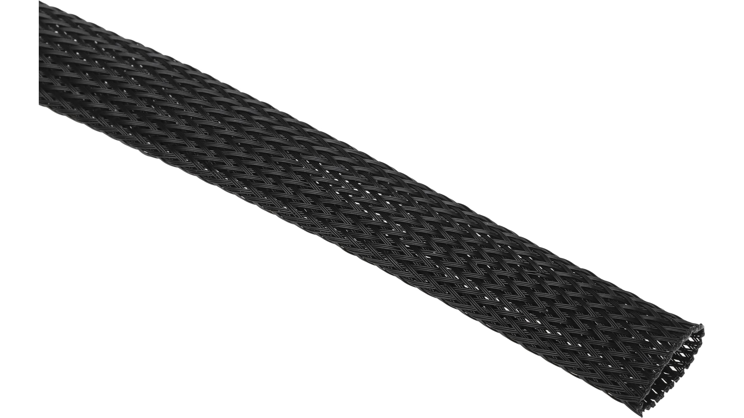 Gaine Tressée 20mm RS PRO, Noir en PET, 5m Code commande