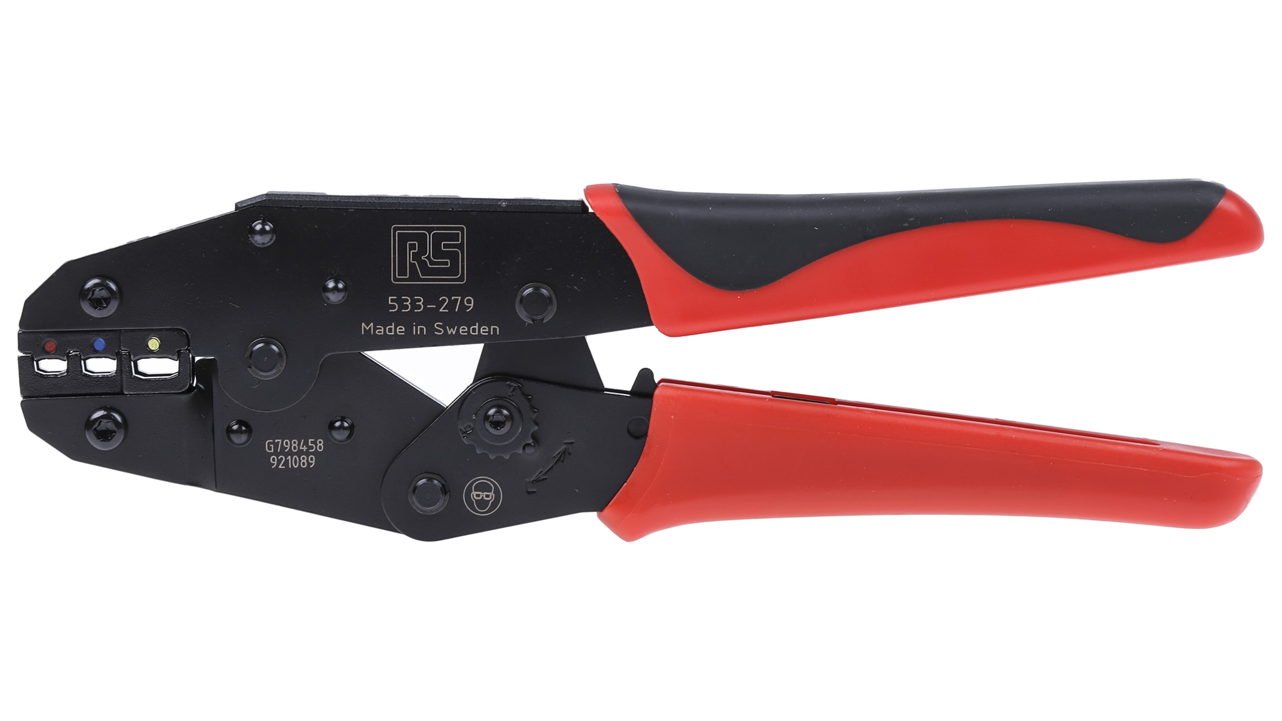 RS PRO Hand Ratcheting Crimp Tool for Insulated terminals red blue yellow 0.75 6mm Wire RS