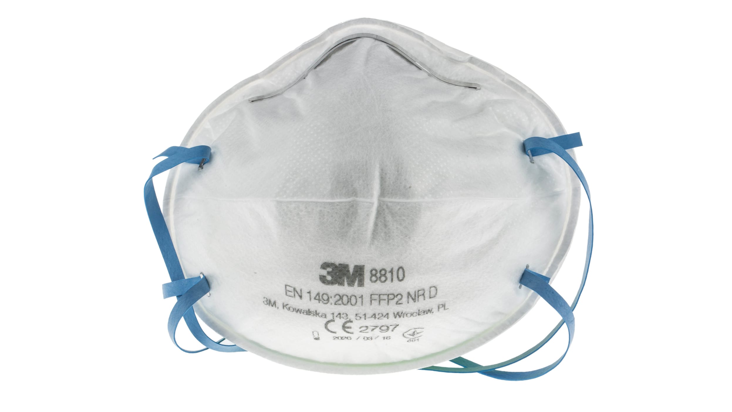 Masque respiratoire jetable 3M FFP2 NR D, sans soupape série 8000, avec  clip nasal réglable