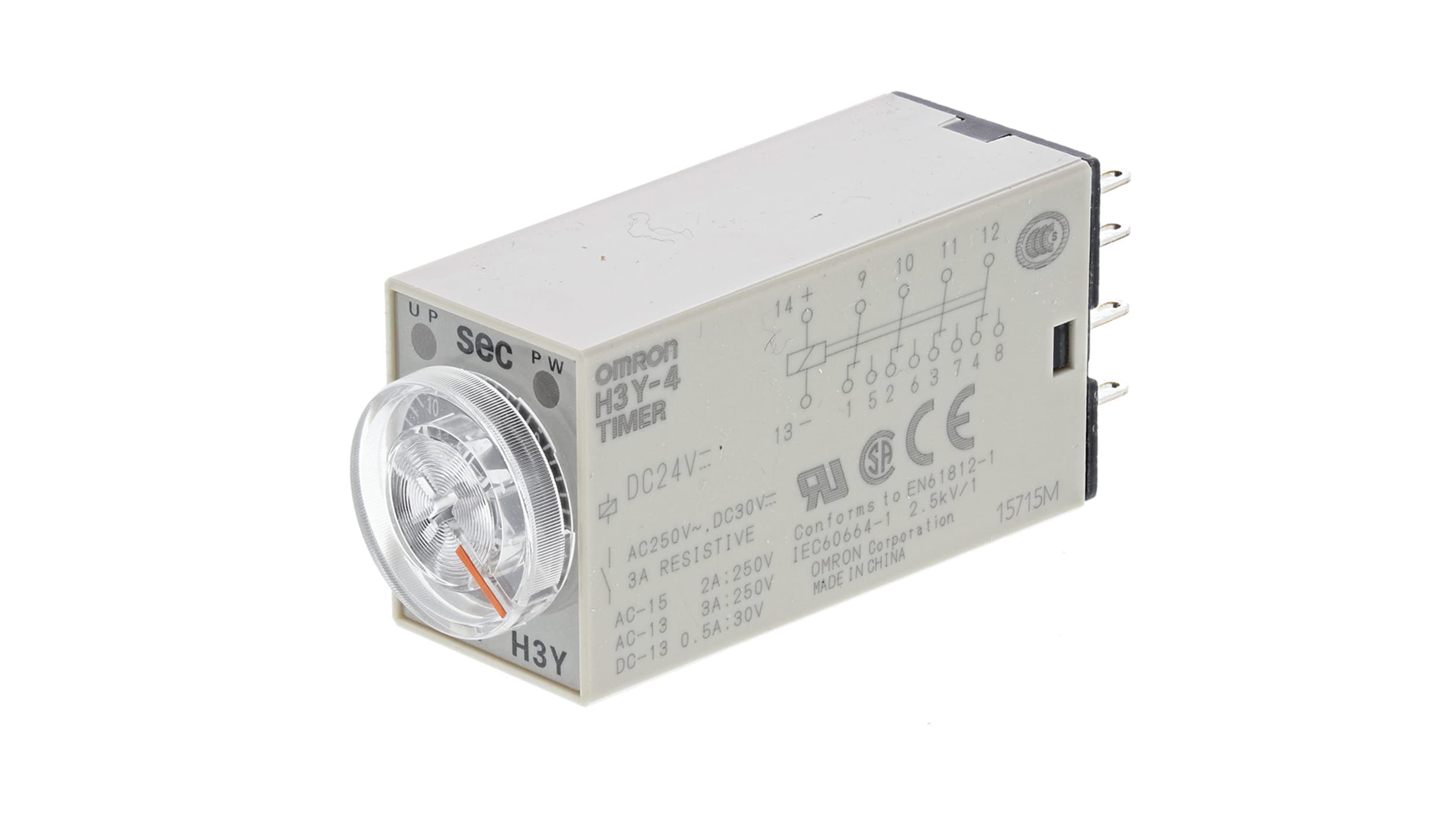 H3Y-4 DC24 30S | Omron H3Y-4 Series DIN Rail, Surface Mount Timer