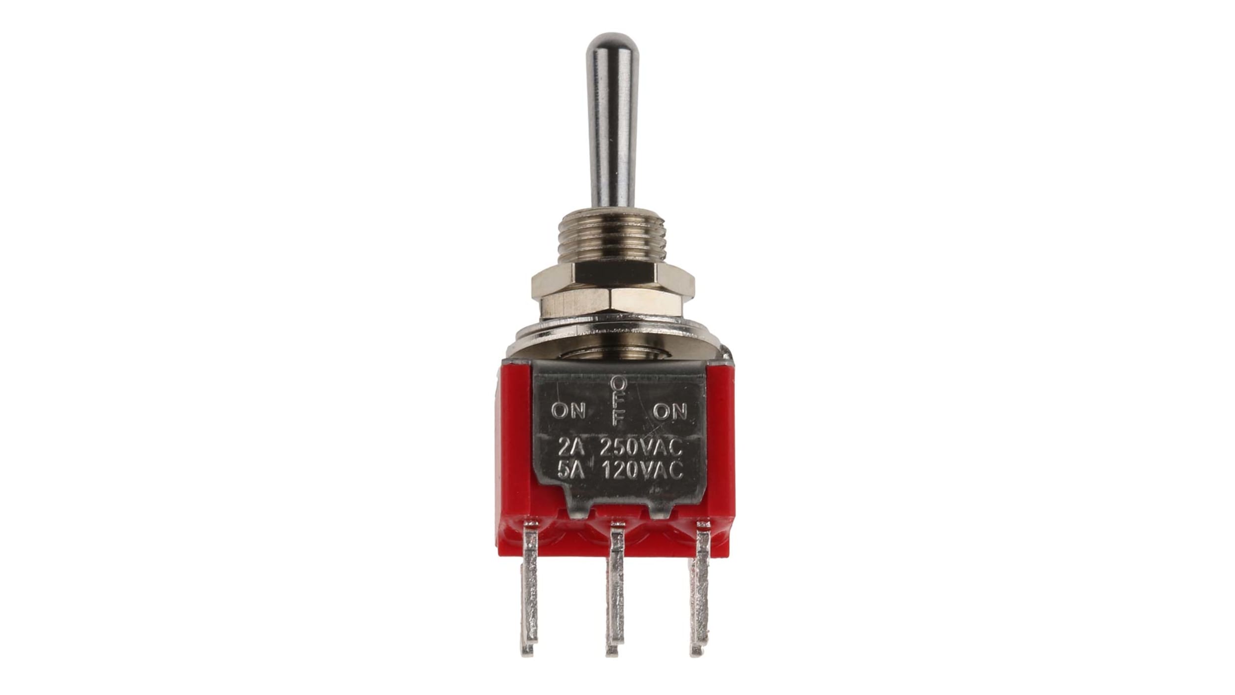 RS PRO PCB-Montage Kippschalter, Zweipoliger Wechselschalter (DPDT)  Ein-Aus-Ein 5 A bei 28 V DC, Lötanschluss