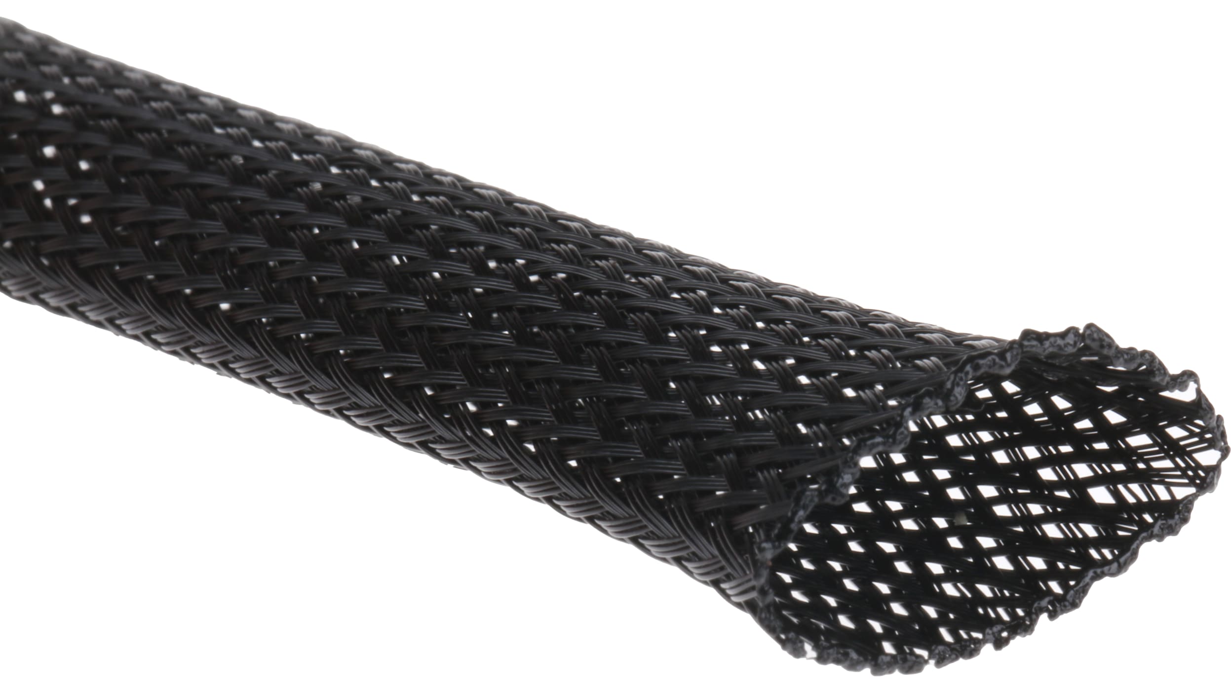 Gaine tressée extensible PET noir diamètre 4,6,10,12 ou 16mm